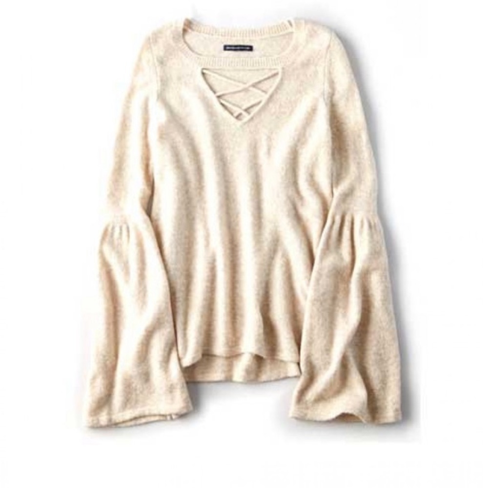 American Eagle Bell Sleeve Soft Cream Sweater